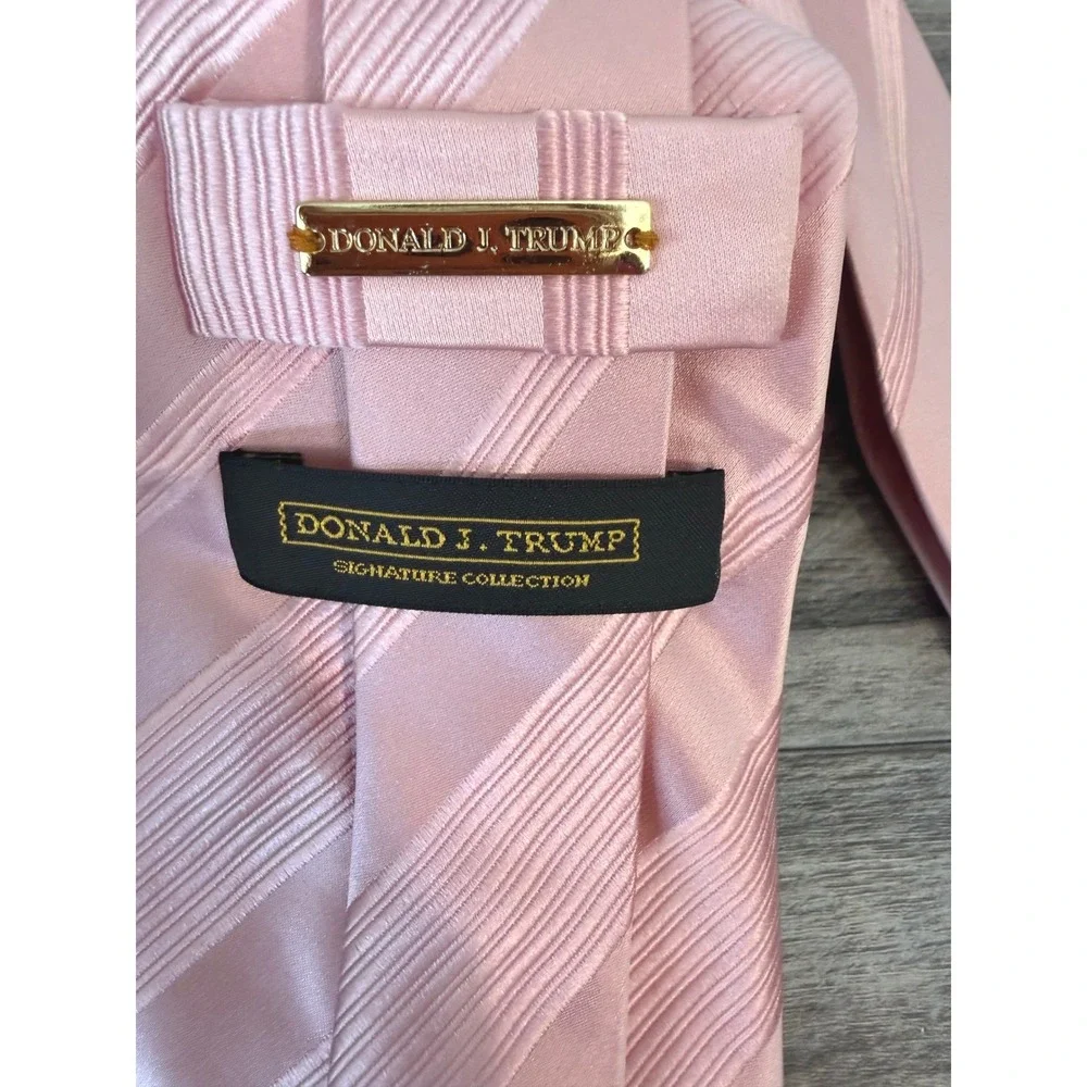 Donald J. Trump Necktie Pink Silk Striped Signature Collection Formal Business